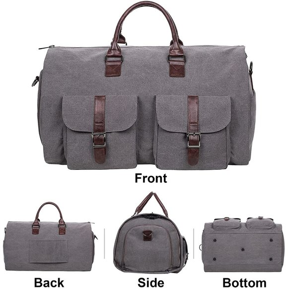 Carry On Garment Bag - Travel Business - Canvas Duffel Bag with Shoe Compartment - Picture 5 of 7